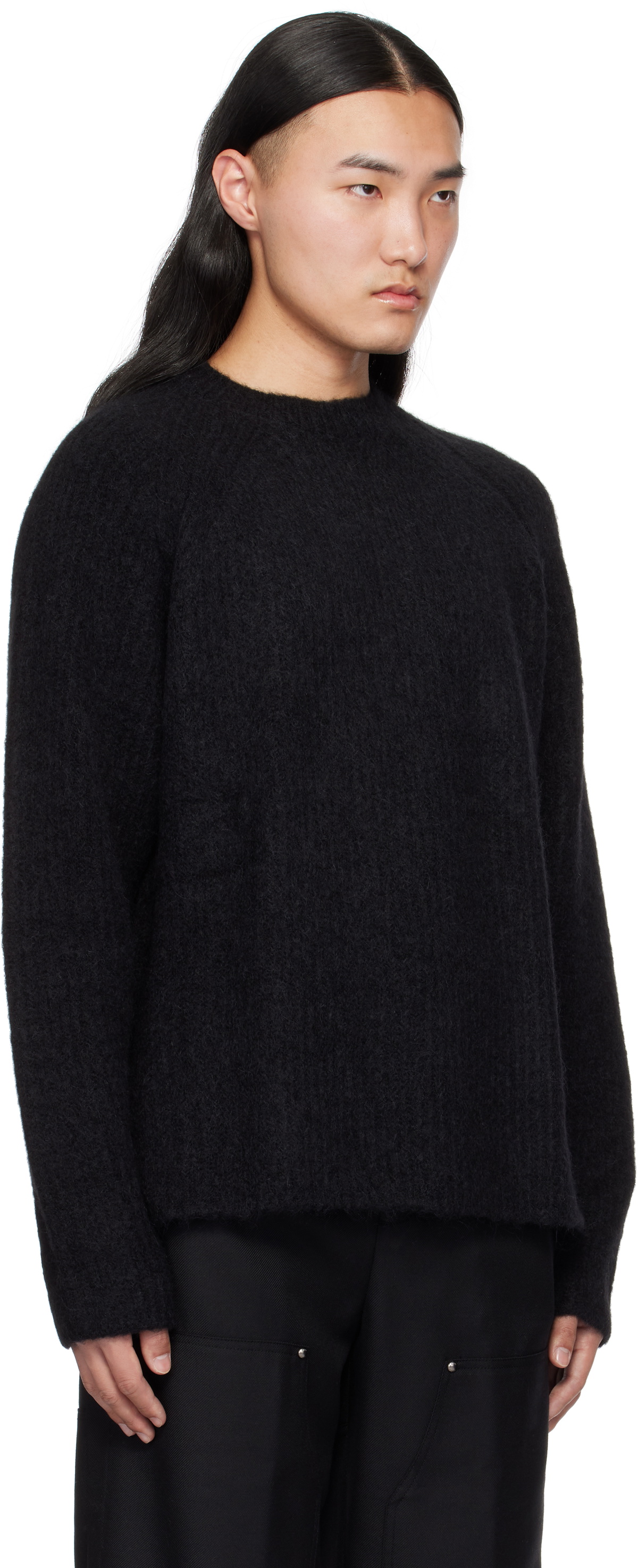 DEVOA Black Alpaca Mohair Knit Sweater