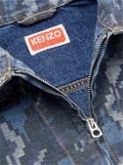 KENZO - Pixel Rose-Print Denim Jacket - Blue