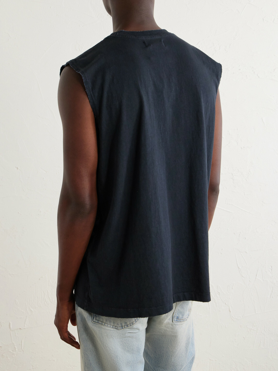 Cherry Los Angeles - Logo-Printed Distressed Cotton-Jersey Tank Top - Black