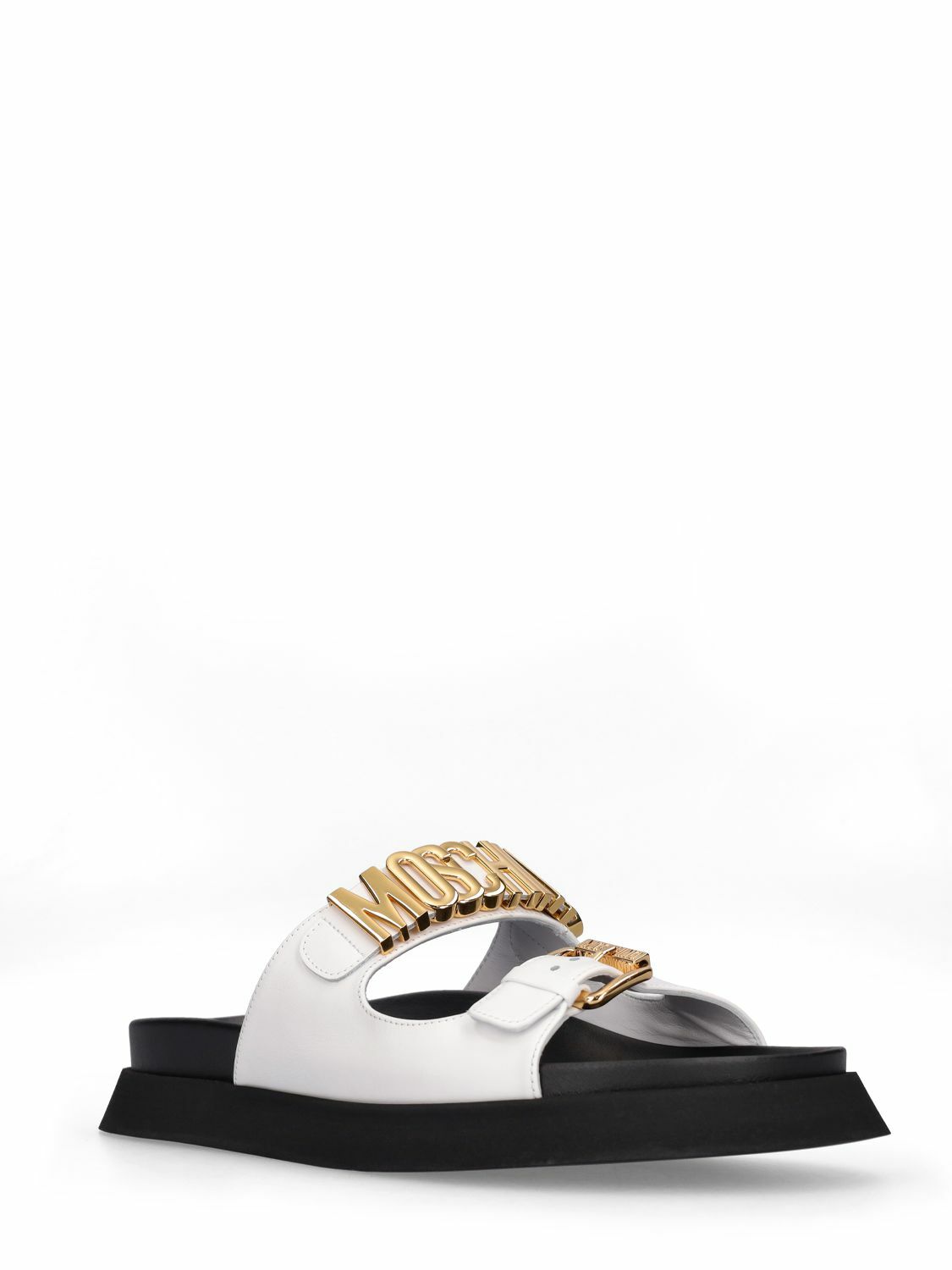 パンプス Moschino MOSCHINO - 40mm Moschino Lettering Leather Sandals Moschino