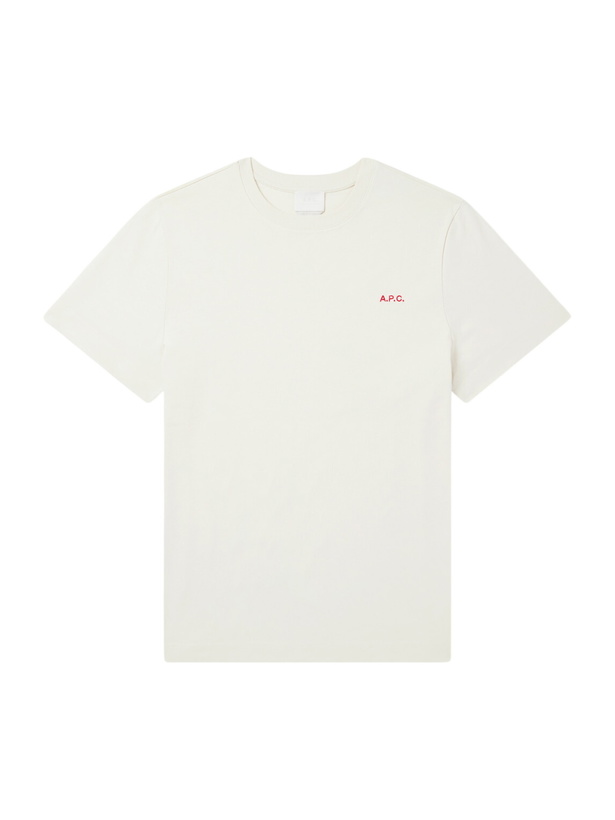Photo: A.P.C. - Oliver Logo-Embroidered Cotton-Jersey T-Shirt - Neutrals