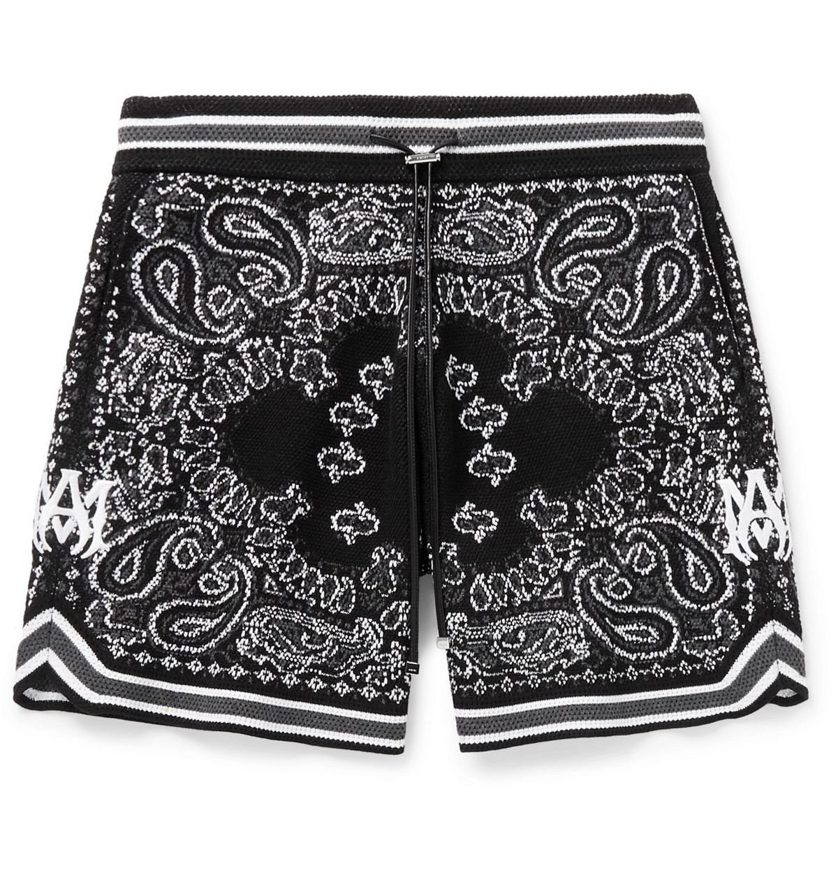AMIRI - Wide-Leg Bandana Crocheted Cotton-Blend Drawstring Shorts