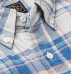 Beams Plus - Button-Down Collar Checked Cotton and Linen-Blend Twill Shirt - Blue