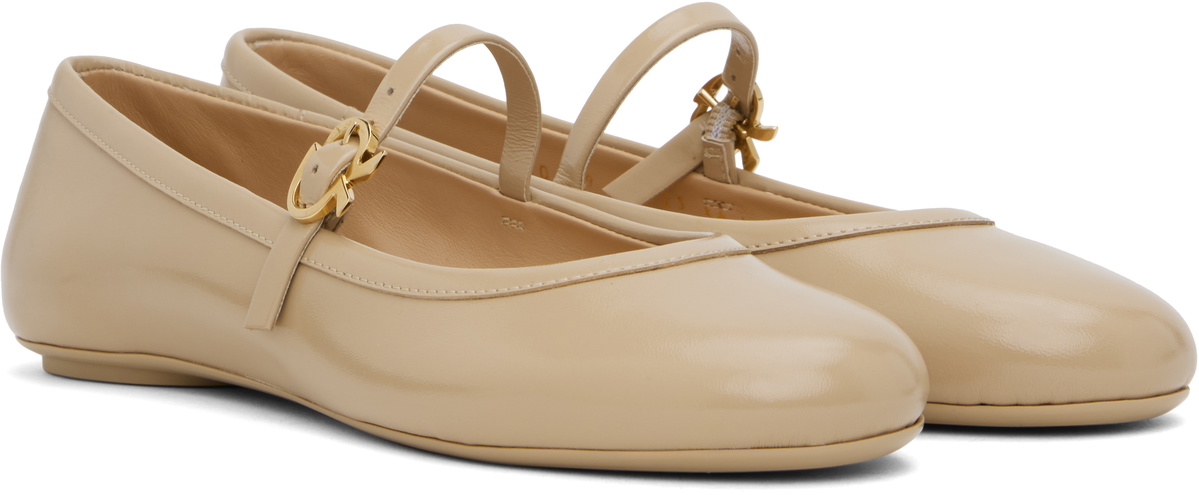 Gianvito Rossi Beige Carla Ballerina Flats