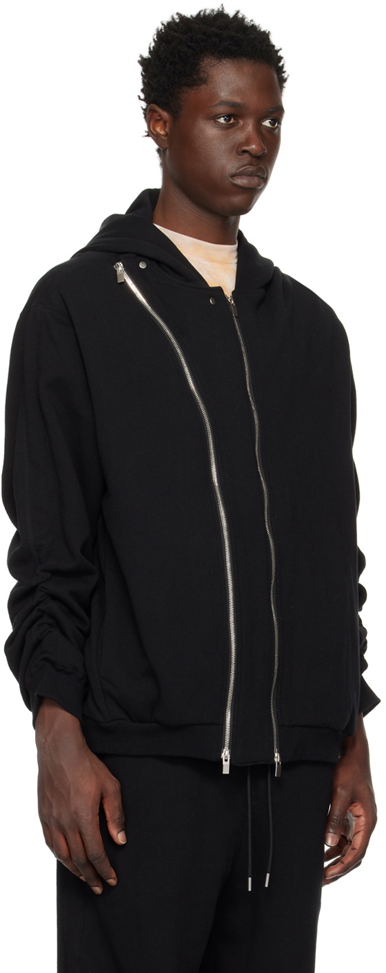 Double Zip Hoodie in Black