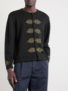 BODE - Bannister Appliquéd Virgin Wool Cardigan - Black