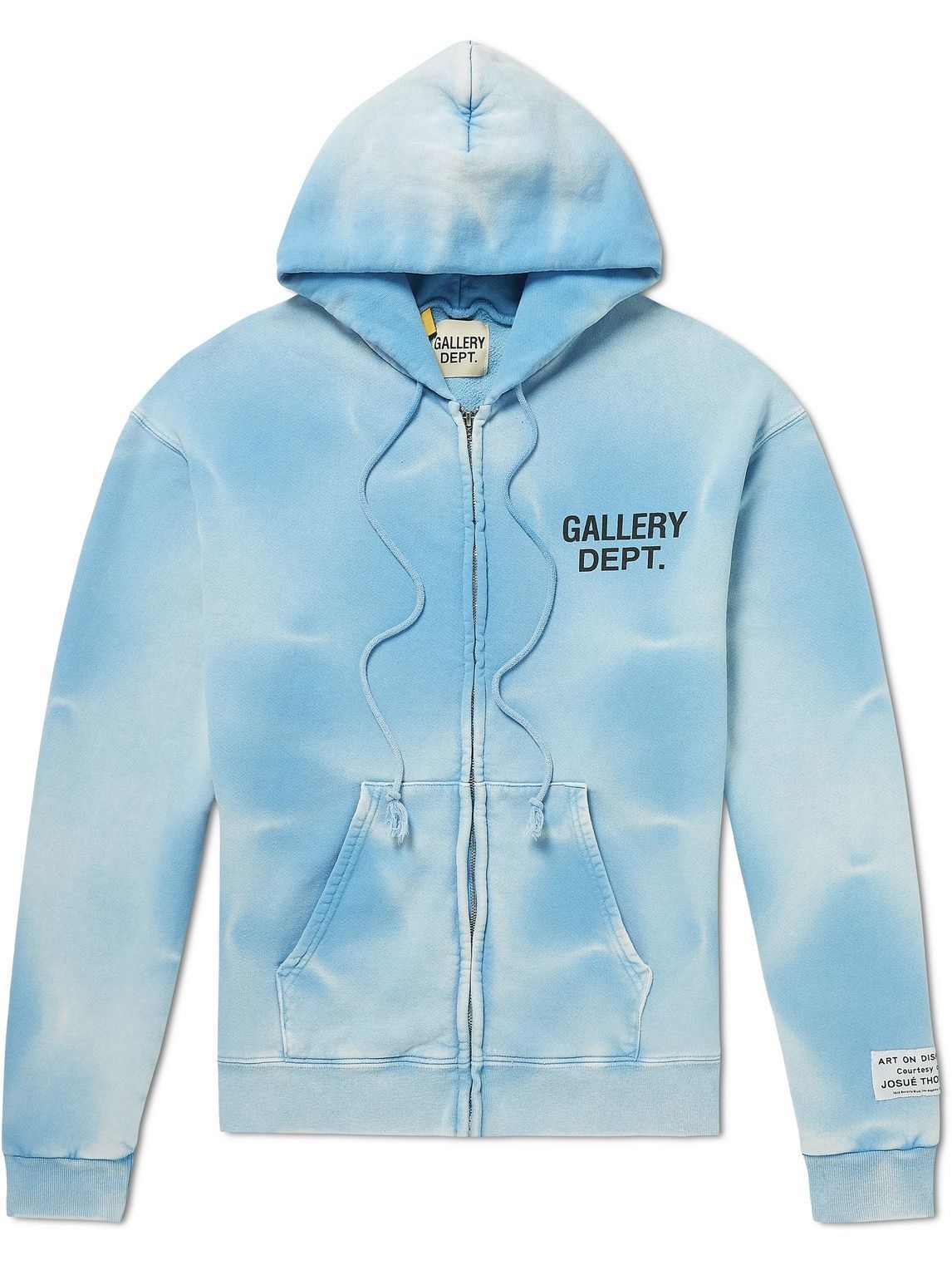 Photo: Gallery Dept. - Logo-Print Tie-Dyed Cotton-Jersey Zip-Up Hoodie - Blue