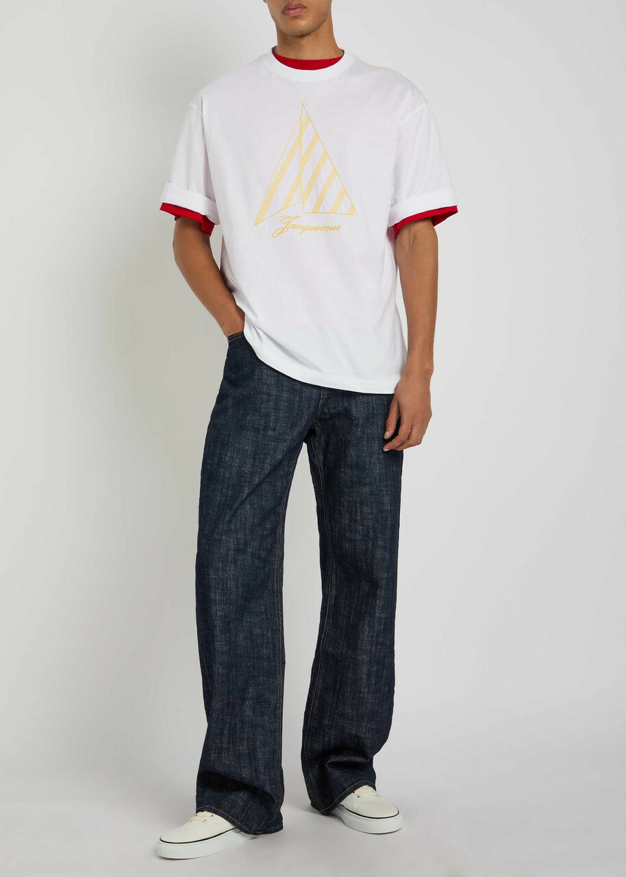 Jacquemus Le Tshirt Voiler Embroidered Cotton T-shirt White