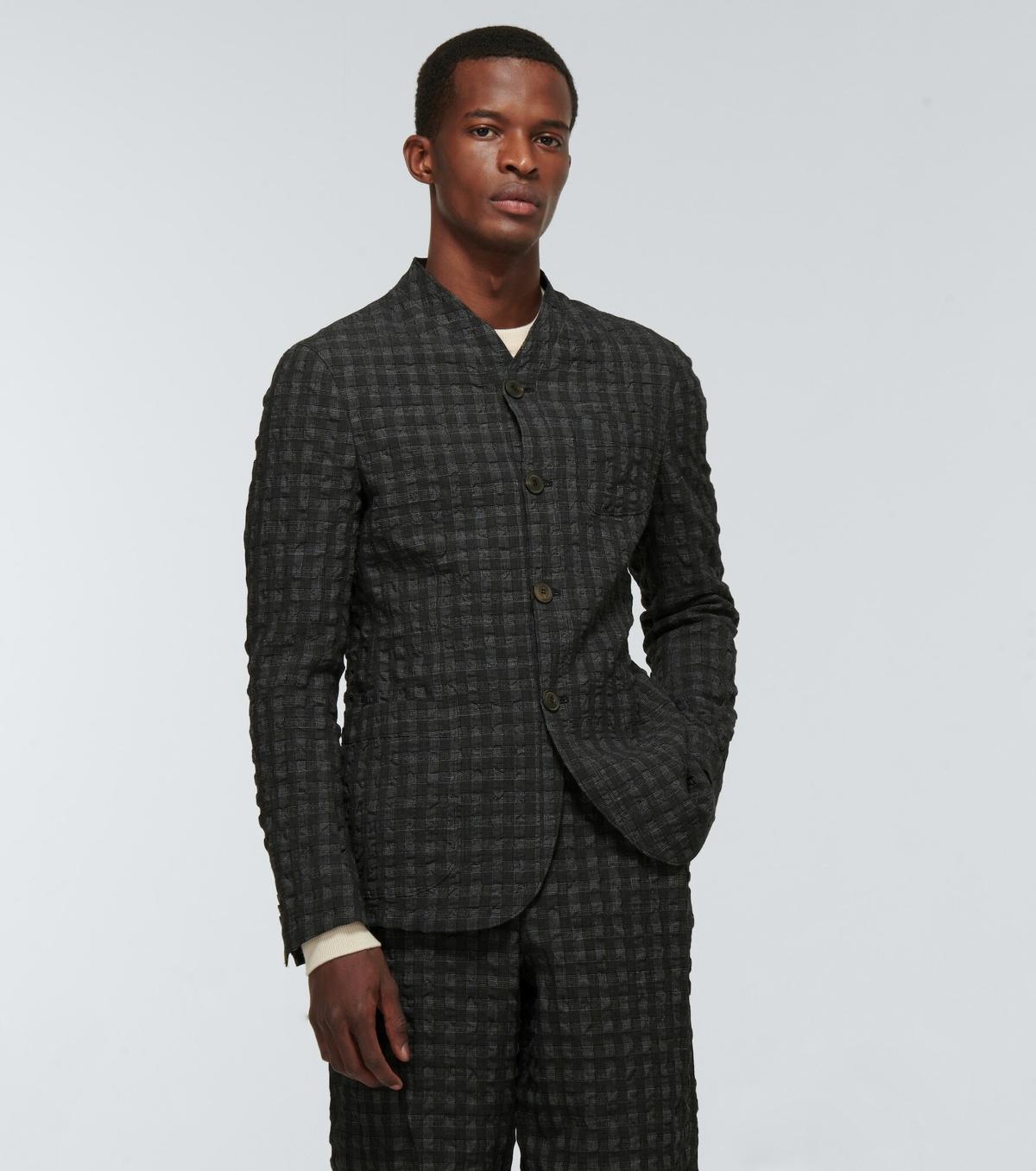 ジャケット GIORGIO ARMANI CHECKED BLAZER IN LAMINATED 9CGGG0AX_J0008_UBUV_F_SS2025.jpg