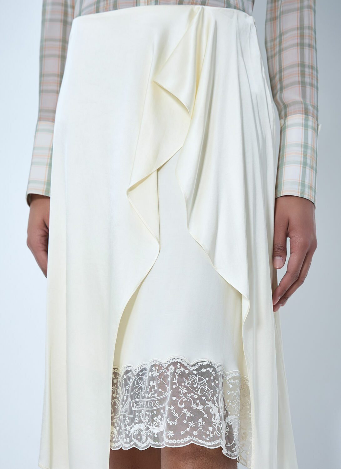 Acne Studios Asymmetric Lace-Trim Skirt