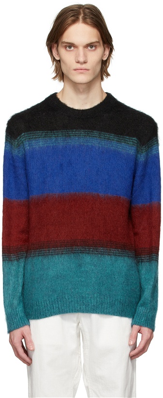 Photo: PS by Paul Smith Blue Knit Stripe Sweater