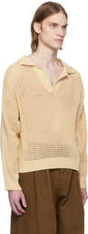 CMMN SWDN Beige Arram Open Knit Polo