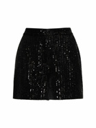 ELIE SAAB - Sequined Velvet High Waist Shorts