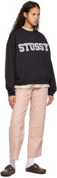 Stüssy Black Relaxed Oversized Sweatshirt