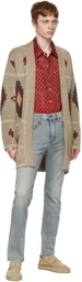 Etro Beige Linen Jacquard Cardigan