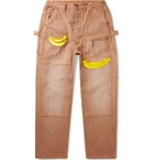 KAPITAL - Appliquéd Distressed Cotton-Canvas Trousers - Brown