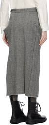 Y's Gray Herringbone Midi Skirt