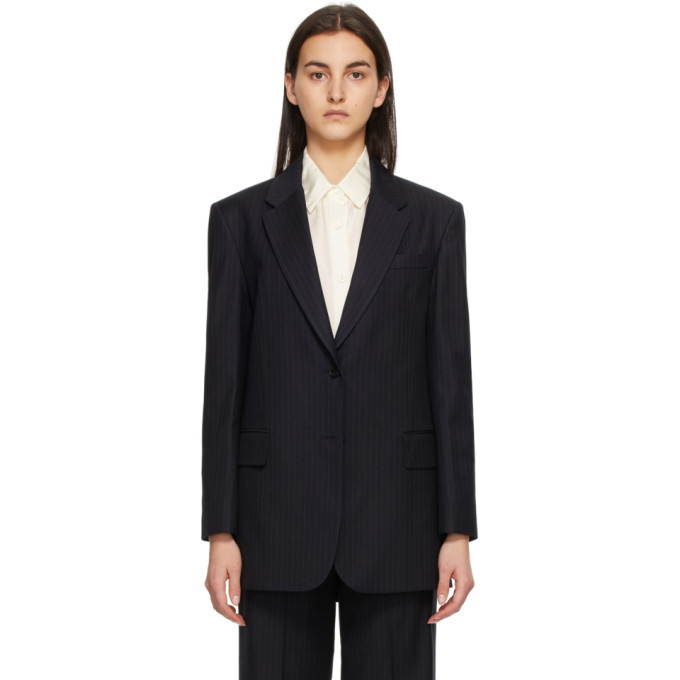 Photo: Blossom Navy Pinstripe Boy-Fit Blazer