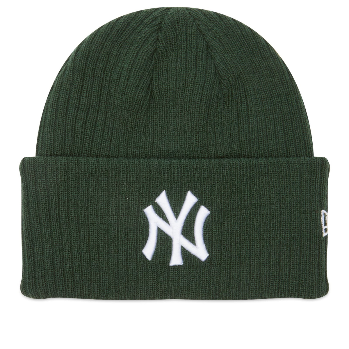 New Era New York Yankees Wide Cuff Beanie Hat in Dark Green 