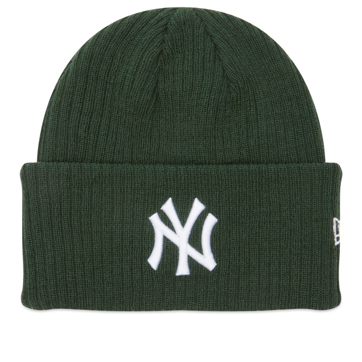 Photo: New Era New York Yankees Wide Cuff Beanie Hat in Dark Green 
