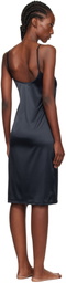 Yasmine Eslami Black Annabelle Satin Slip Midi Dress