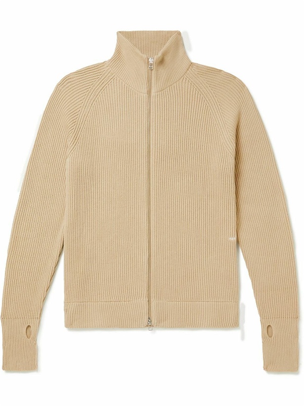 Photo: Pop Trading Company - Logo-Embroidered Ribbed Cotton Zip-Up Cardigan - Neutrals