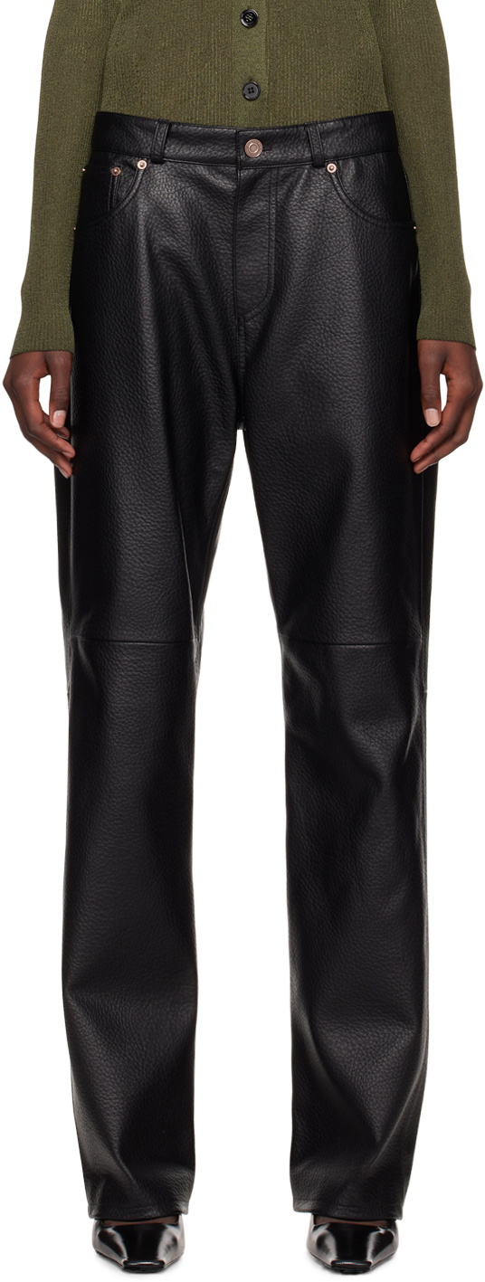 RECTO Black High-Rise Curved Legs Wool Trousers Recto