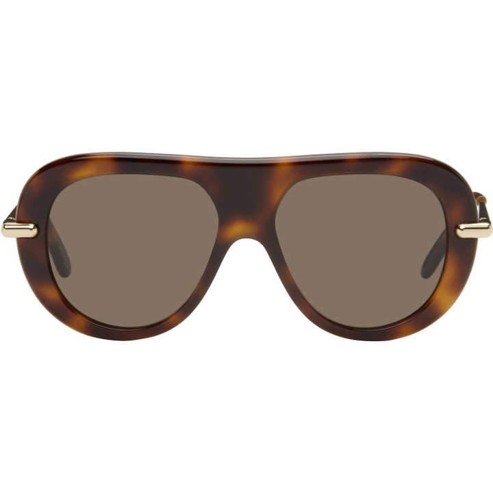 Photo: LOEWE Brown Slim Aviator Sunglasses