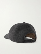 LOEWE - Logo-Appliquéd Leather-Trimmed Wool-Blend Baseball Cap - Gray