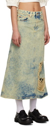 Vaquera Blue Distressed Maxi Skirt