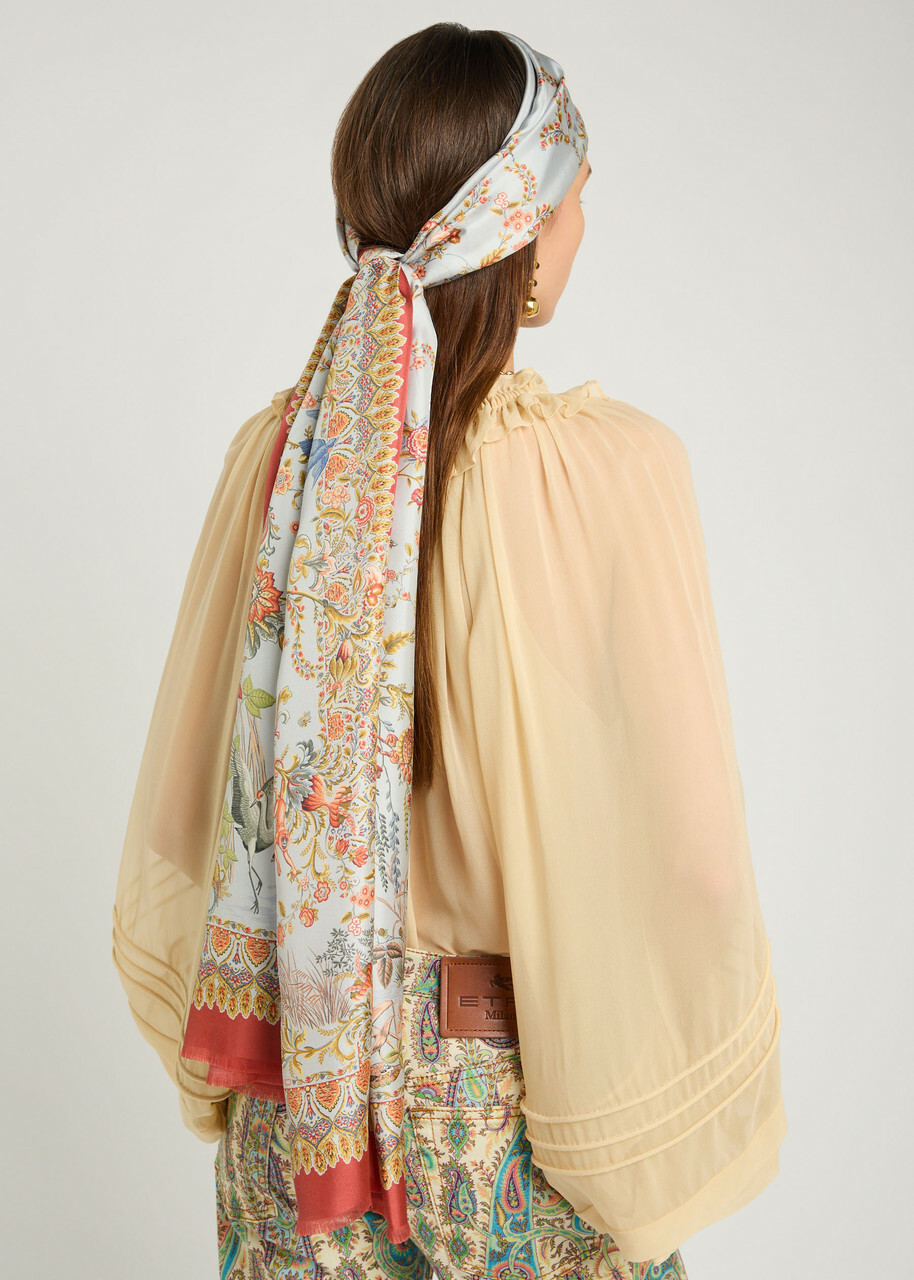 Etro Orfeo Printed Silk Scarf - Brown - One Size