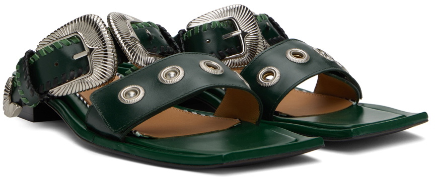 Toga Pulla Green Square Toe Sandals Toga Pulla