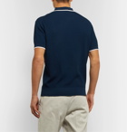 Club Monaco - Slim-Fit Contrast-Tipped Ribbed-Knit Polo Shirt - Blue