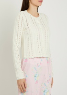Loveshackfancy Peridot Cropped Pointelle-knit Cardigan White