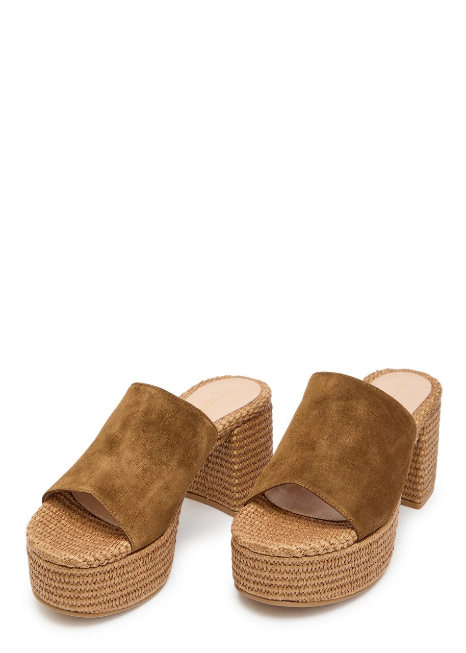 Gianvito Rossi Suede Espadrille Sandals Beige