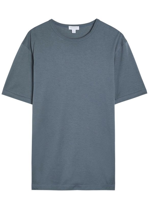 Photo: Sunspel Cotton T-shirt Dark Blue