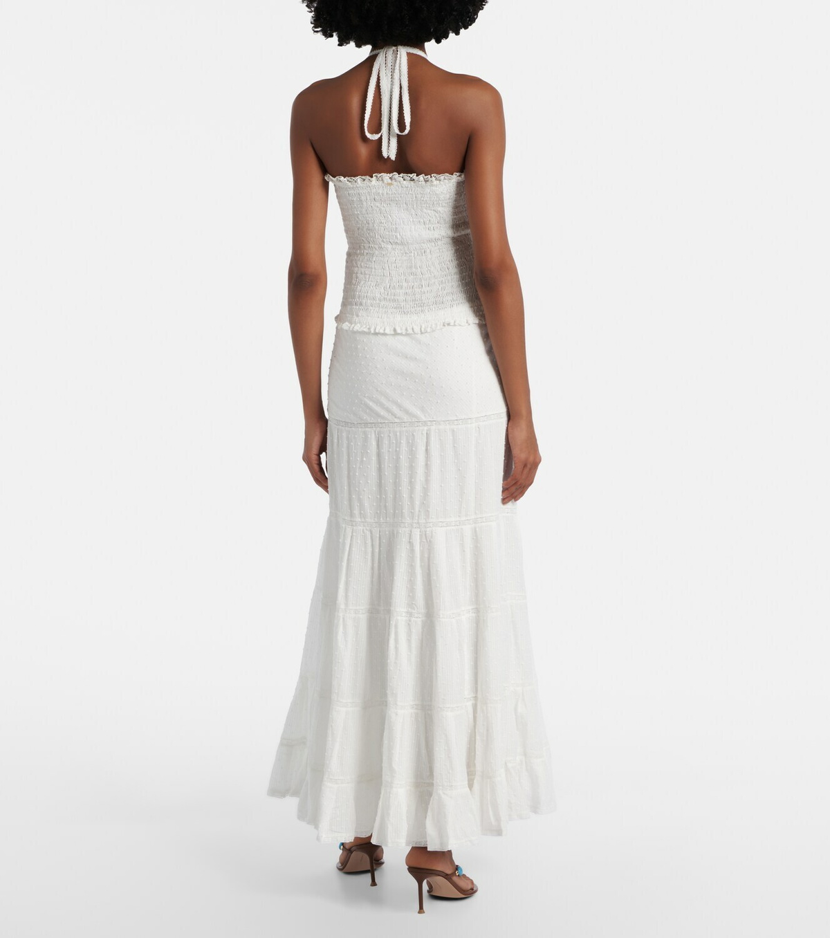 Poupette St Barth Foe shirred cotton maxi dress