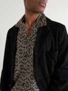 Kartik Research - Camp-Collar Printed Silk Shirt - Black