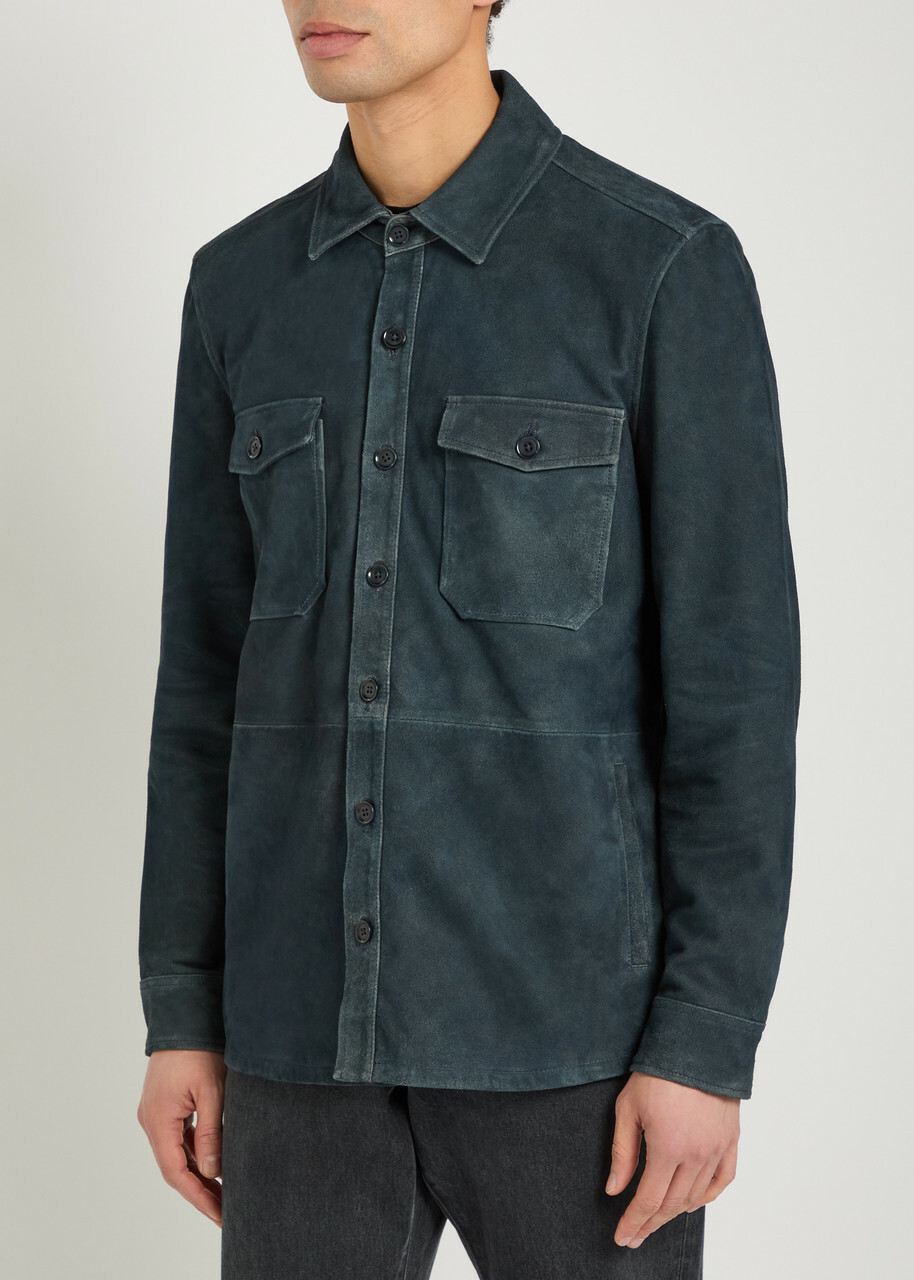 Paige Peyman Suede Overshirt Navy