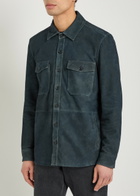 Paige Peyman Suede Overshirt Navy