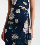Erdem Draped floral jersey midi dress