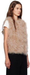 Yves Salomon Beige Cropped Feather Vest