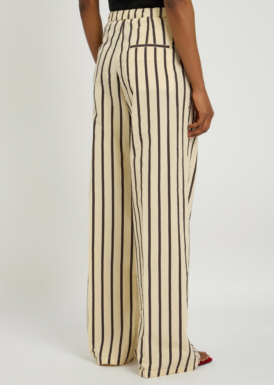 Forte_forte Striped Wide-leg Trousers Cream
