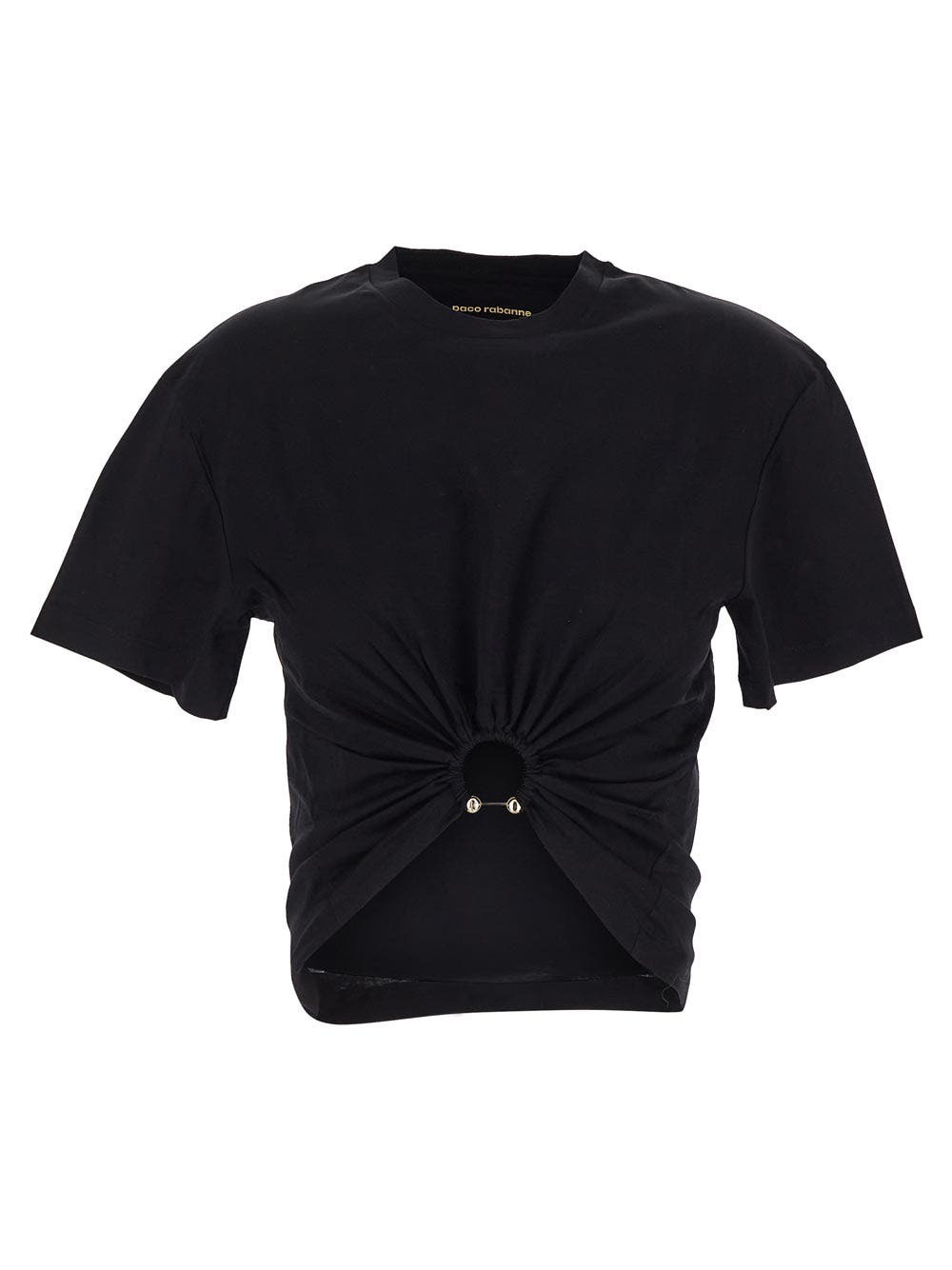 Embellished off-shoulder jersey crop top in black - Rabanne