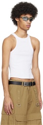VETEMENTS White Embroidered Tank Top