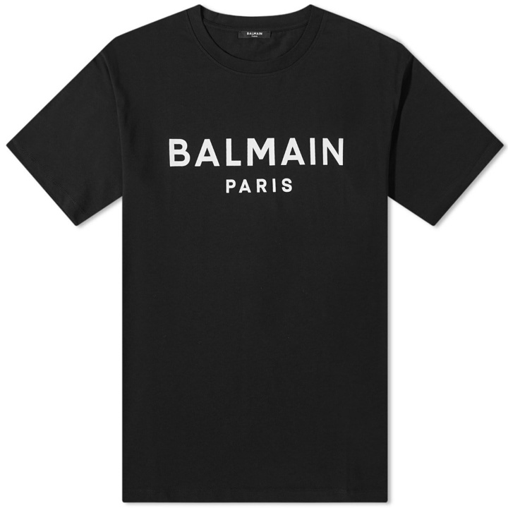 Photo: Balmain Men's Paris Logo T-Shirt in Black/White