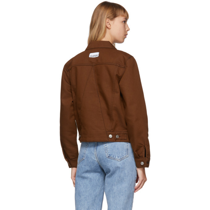 GANNI Brown Denim Mixed Jacket GANNI