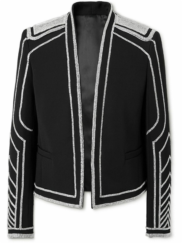 Photo: Balmain - Slim-Fit Crystal-Embellished Wool Jacket - Black