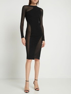 TOM FORD - Crepe Midi Dress W/ Sheer Inserts