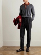Mr P. - Colour-Block Merino Wool Polo Shirt - Gray